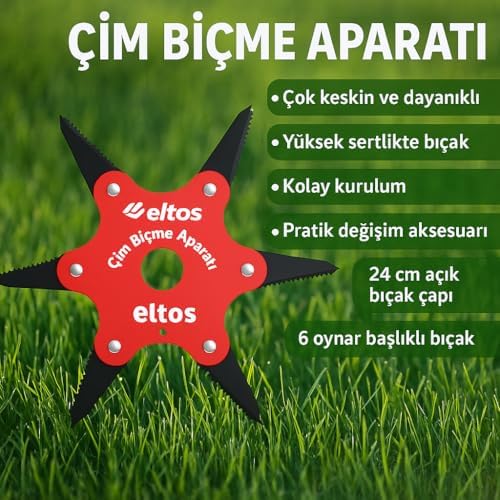 Alternative view of Çim Biçme Aparatı, 6 Bıçaklı, Ergonomik, Metal, Bahçe Tırpan Makinesi Ek Parça, CBA250