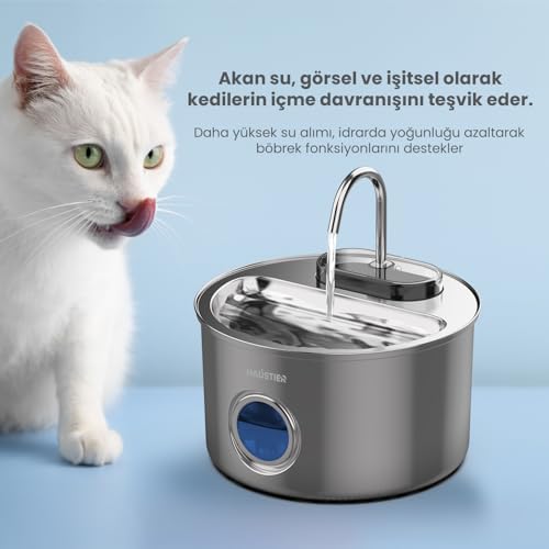 Alternative view of Haustier WF009LS-M Otomatik Kedi Su Çeşmesi,Kedi Su Sebili, Su Pınarı 3.5Lt Geniş Hazne, SUS304 Çelik, Çok Katmanlı Filtrasyon, Pencereli Metal Tasarım