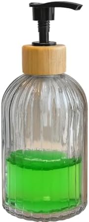 Alternative view of Cam Sıvı Sabunluk – Doğal Bambu Başlıklı | Şeffaf Cam Gövde | Banyo, Mutfak ve Lavabo Üstü Kullanım için Modern Pompalı Sabun Dispenseri 300 ML
