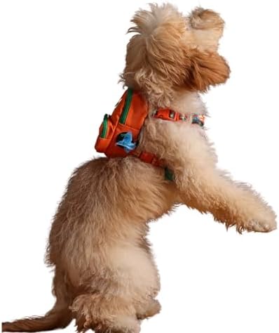 , Gimme, Turuncu Çantalı Göğüs Tasması,Köpek Sırt Çantası – Göğüs Tasması İşlevli, Geri Dönüştürülmüş Malzeme, Ayarlanabilir,