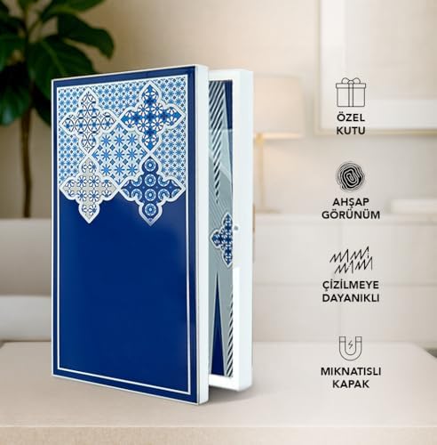 Blue Tavla, Çizilmez Zeminli, Mıknatıslı MDF Kasa, 2 Kat Vernik Cilalı