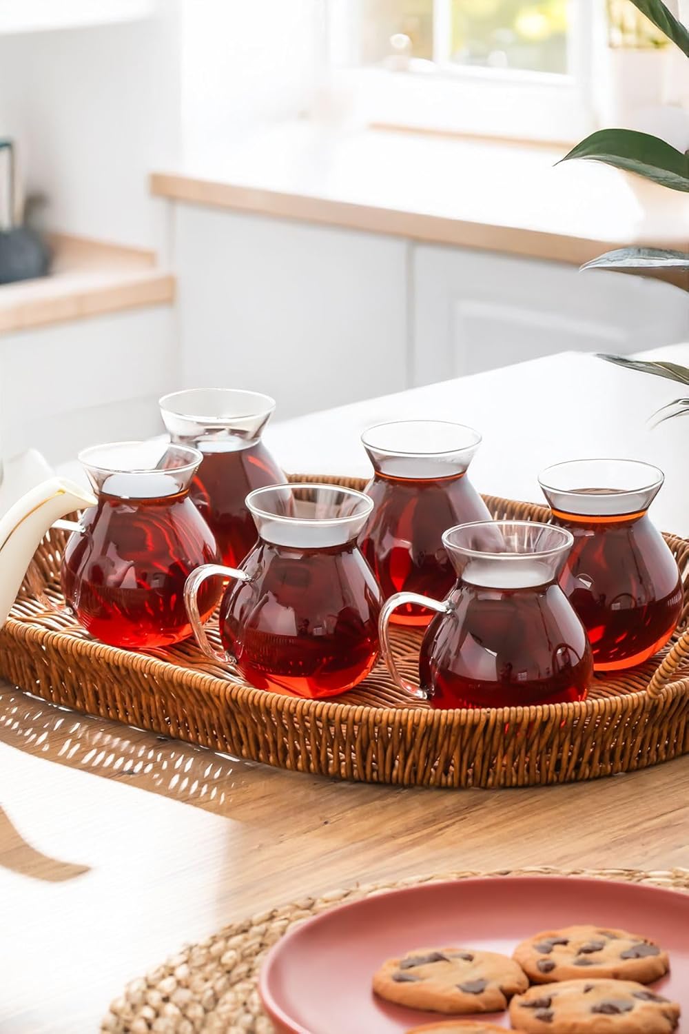 Alternative view of 15528 Keyfi Ala 6'Lı 200 Ml Borosilikat Cam Kulplu Çay Bardağı Seti