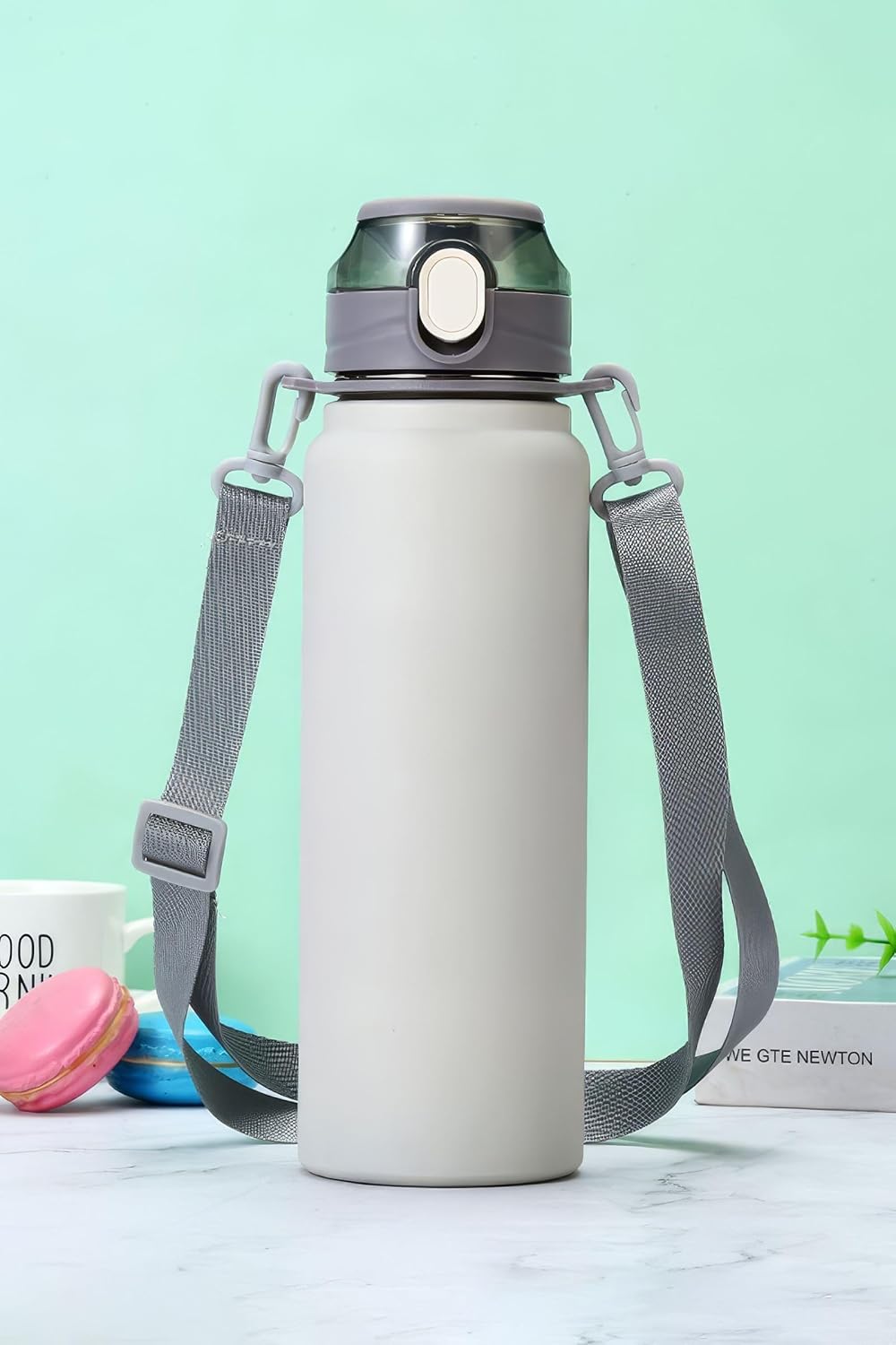 Alternative view of 304 L Çelik Gri 800 ml Askılı ve Pipetli Matara Suluk cin411gr-8
