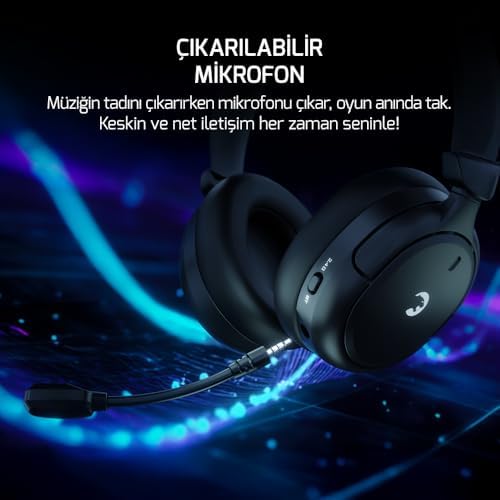 Alternative view of Aero Ultra Siyah Triple Mode (Kablosuz/Bluetooth/2.4G) Gaming (Oyuncu) Kulaklık