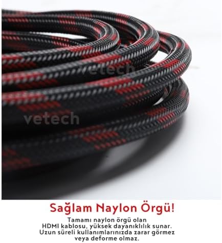 1.5 Metre HDMI Kablo Örgü Sargılı Dayanıklı Full HD Televizyon/Monitör/TV Hdmi Kablosu/Uydu Alıcısı Uyumlu hdmi kablosu