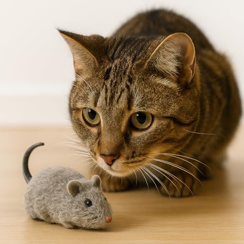 Gri Kurmalı Kedi Oyuncağı – Hareketli Fare Şeklinde Peluş Oyuncak – Kediler İçin Etkileşimli, Dayanıklı ve Av İçgüdüsünü Tetikleyen Eğlenceli Egzersiz Oyuncağı