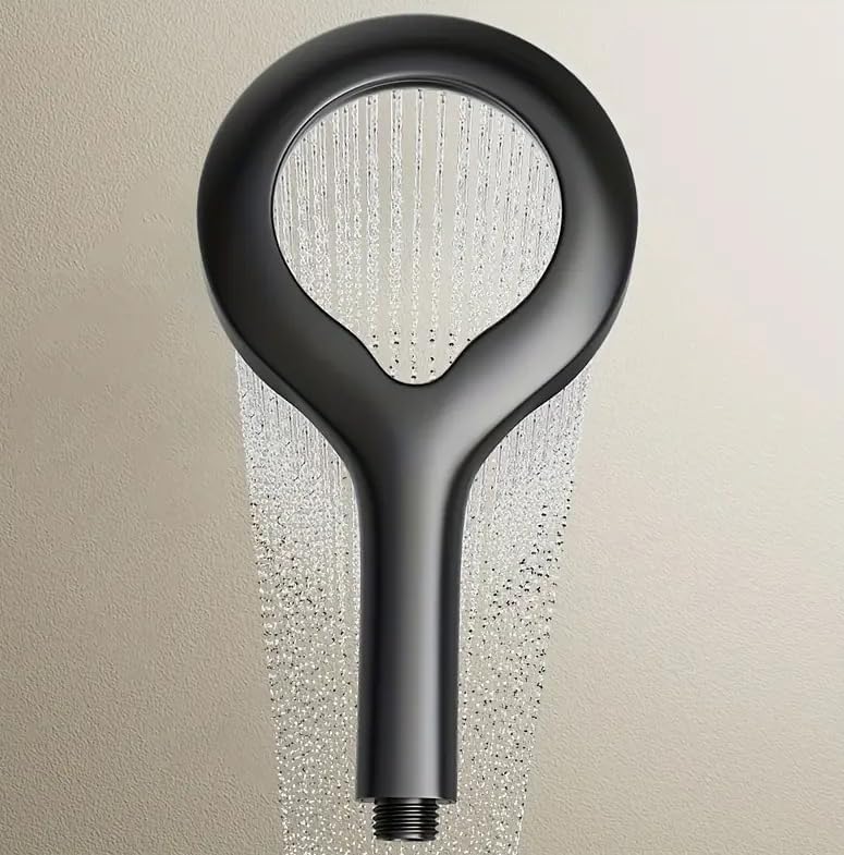 Yuvarlak Siyah Duş Başlığı – İnce Akışlı, Yumuşak Su Etkili, Şık ve Ergonomik Tasarım, ABS Malzeme, Modern Banyo Başlığı