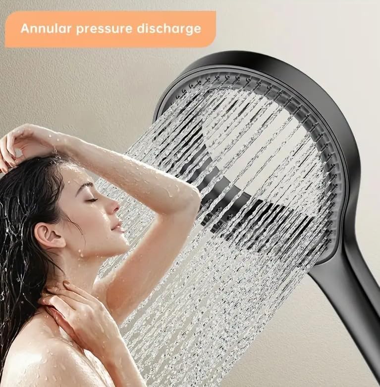 Alternative view of Yuvarlak Siyah Duş Başlığı – İnce Akışlı, Yumuşak Su Etkili, Şık ve Ergonomik Tasarım, ABS Malzeme, Modern Banyo Başlığı