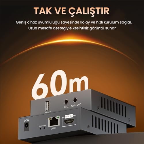 1080P Full HD 60Hz HDMI KVM Extender 60 Metre CAT5E/6 HDMI Menzil Genişletici Uzatıcı