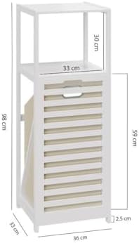 Bambu Beyaz Mat Lake Kirli Sepetli 2 Raflı Banyo Düzenleyici Çamaşır Sepeti DB-0020
