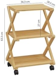 Bambu 3 Raflı Tekerlekli Sehpa Düzenleyici Raf Çok Amaçlı Organizer DB-0023