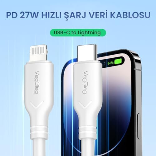 27W Type-C to Lightning iPad ile Uyumlu PD Hızlı Şarj ve Data Kablosu 1.2 Metre