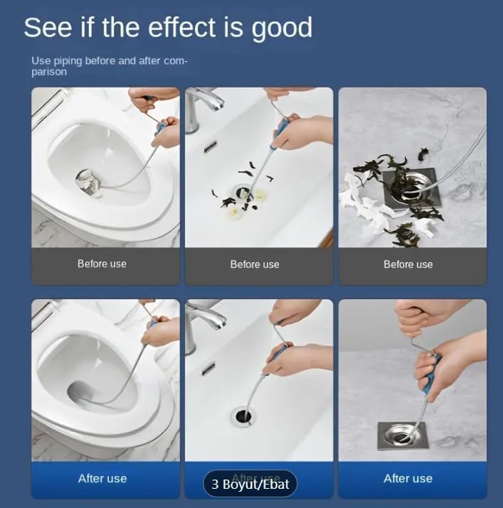 Alternative view of 3 Metre Gider Açma Spirali – Tıkanıklık Açıcı Yay, Lavabo Tuvalet Klozet Duş Banyo Drenaj Kanalizasyon Temizleme Aparatı, Paslanmaz Çelik Spiral Tel (5 Metre)