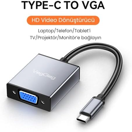 Alternative view of Type-C to VGA 1080P 60Hz Çevirici Dönüştürücü Kablo Adaptör