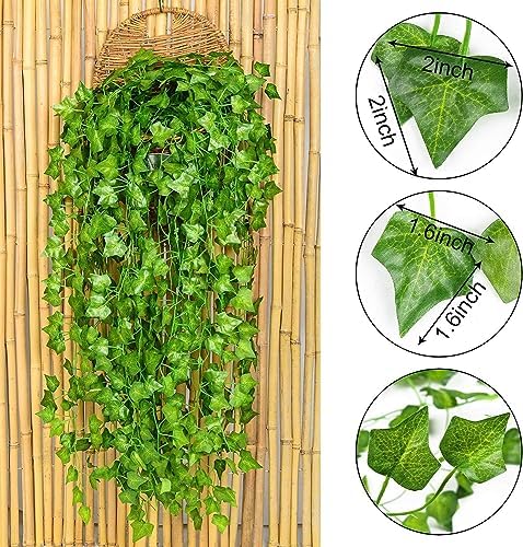 12 Adet 240 cm Yapay Sarmaşık Yaprak – Doğal Görünümlü Dekoratif Bitki, Bahçe ve Ev Dekoru, Doğalgaz Borusu Kapatıcı, Peyzaj ve Organizasyon İçin Yapay Bitki