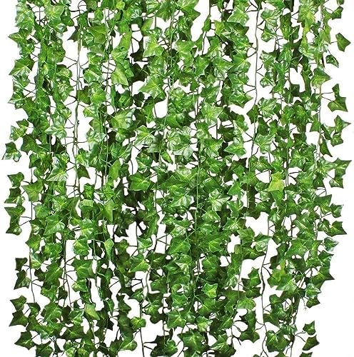 Alternative view of 12 Adet 240 cm Yapay Sarmaşık Yaprak – Doğal Görünümlü Dekoratif Bitki, Bahçe ve Ev Dekoru, Doğalgaz Borusu Kapatıcı, Peyzaj ve Organizasyon İçin Yapay Bitki