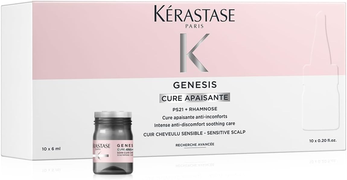 Alternative view of Genesis Apaisant Cure, yatıştırıcı yoğun kür, hassas saç derisini rahatlatır, kaşıntı, tahriş ve iltihapları rahatlatır, anında etki, dış etkilere karşı korur, 10 x 6 ml