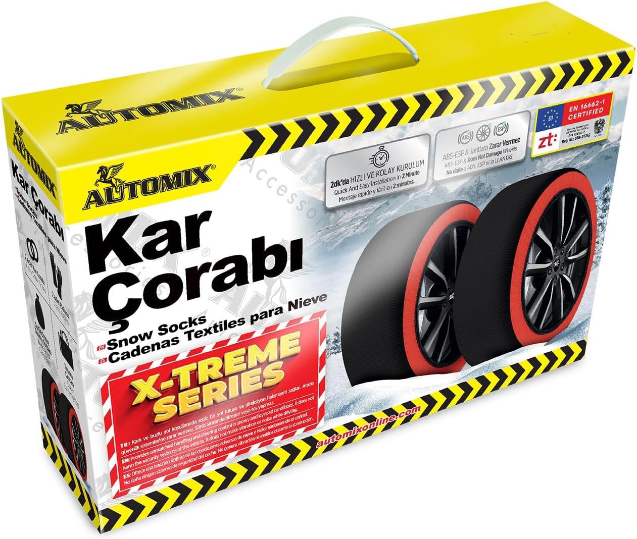 Kutulu Kar Çorabı Small X-Treme Series | Küçük Araçlar İçin Kış Lastik Koruyucu | Kar ve Buzda Maksimum Çekiş