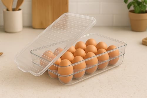 15 Bölmeli Şeffaf Yumurta Saklama Kabı (Kapaklı)