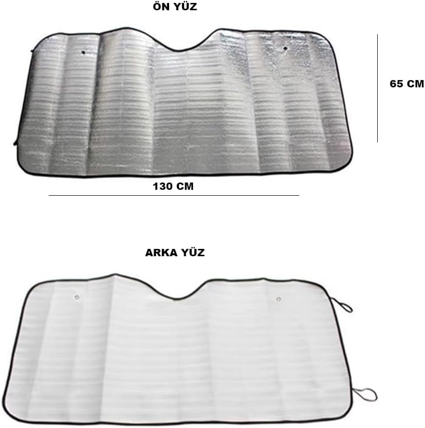 Ön Cam Güneşlik, Kumaş, 130x65 cm, Vantuzlu, Katlanabilir, İç Dış Kullanım İmkanı, Ekonomik Güneşlik