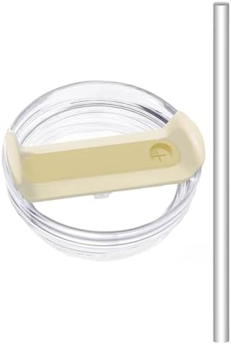 1 Adet 40 Oz Tumbler Kapak – ile Uyumlu – Sızdırmaz Tasarım, Pipetli Kullanım için Delikli Kapak + 30 cm Tritan Pipet – Krem