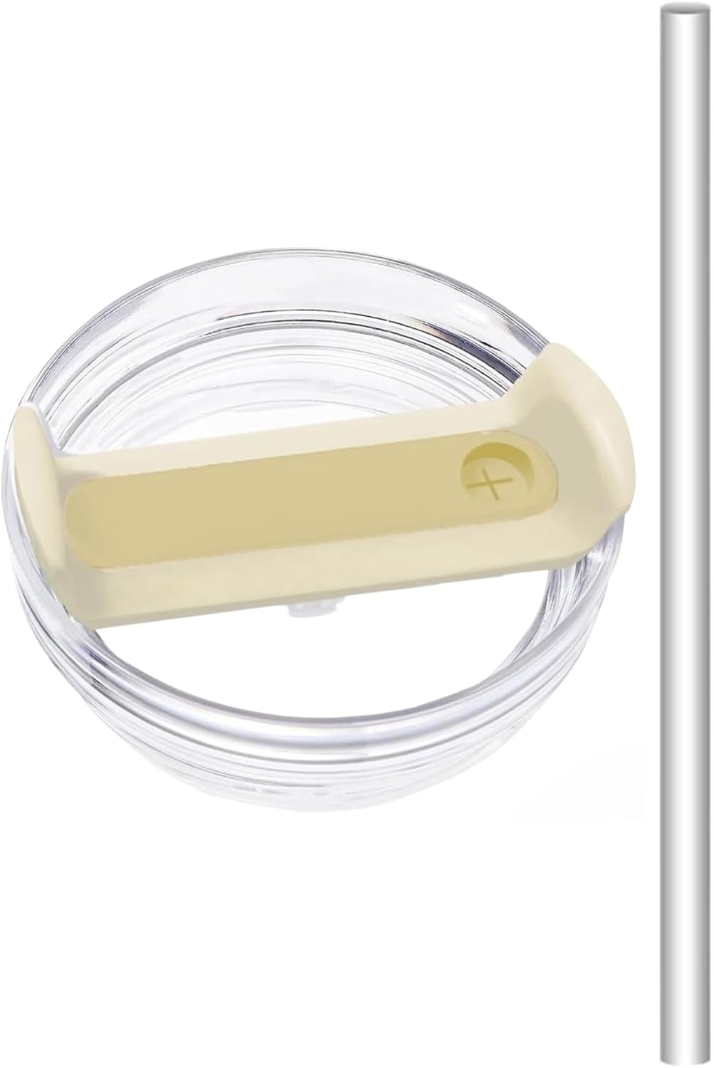 Alternative view of 1 Adet 40 Oz Tumbler Kapak – ile Uyumlu – Sızdırmaz Tasarım, Pipetli Kullanım için Delikli Kapak + 30 cm Tritan Pipet – Krem