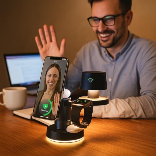 Manyetik 4’ü 1 Arada Şarj İstasyonu – Telefon, Saat, Kulaklık ve Gece Lambası Özelliğiyle Şık ve Pratik Tasarım, Hızlı Şarj, Uyumlu Stand