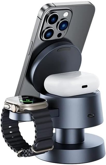 Alternative view of Manyetik 4’ü 1 Arada Şarj İstasyonu – Telefon, Saat, Kulaklık ve Gece Lambası Özelliğiyle Şık ve Pratik Tasarım, Hızlı Şarj, Uyumlu Stand