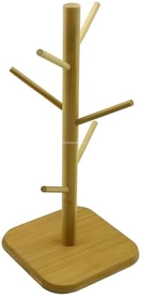Alternative view of Ahşap Bambu Kupa Bardak Askısı 6'lı Stand Doğal Mutfak Tezgahı İçin Kupa Standı Bardak Tutucu Modern Dekoratif Dayanıklı Kolay Kurulumlu Organizer (Kare)