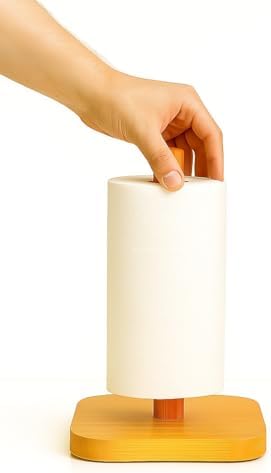 Alternative view of Bambu Kağıt Havluluk Doğal Ahşap Mutfak Tezgahı İçin Dikey Kağıt Havlu Standı Modern Şık Tasarım Dayanıklı Kolay Temizlenir Kaymaz Tabanlı Pratik Kağıt Havlu Tutucu Organizer (Kare)