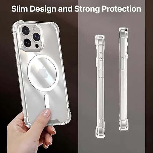 17 Pro Max için MagShield Serisi MagSafe ile Uyumlu Köşe Korumalı Şeffaf Hybrid Kılıf Ultra Güçlü Manyetik Çember ve Kristal Berraklığında Materyal Premium Kalite Kılıf (17 Pro Max)