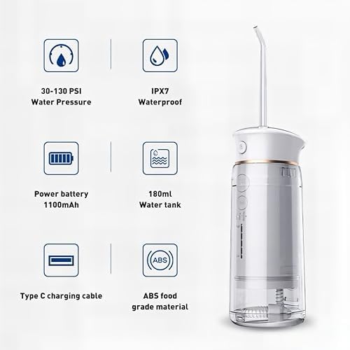 Alternative view of Seyahat Tipi Mini Ağız Duşu | 3 Modlu Şarjlı Diş Temizleyici | 180 ml Su Kapasiteli, IPX7 Suya Dayanıklı, USB Şarjlı Seyahat Dostu Mini Ağız Duşu