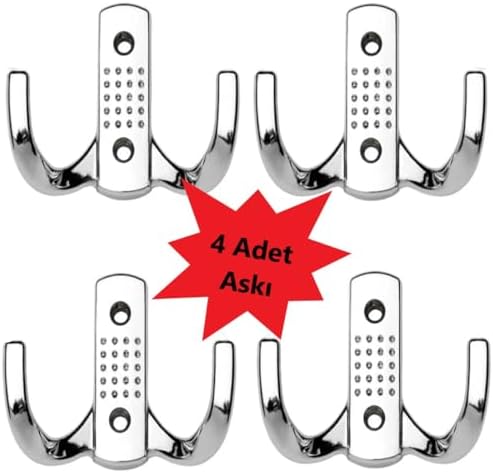 Askı Vestiyer Duvar Dolap Elbise Askısı Krom Metal Mobilya 4 Adet