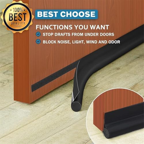 Kapı Rüzgar Kesici, 91 cm ayarlanabilir boyut, 3.8 cm boşluk kapatıcı, siyah kumaş, yapışkanlı cırt bant, soğuk hava ve gürültü önleyici, toz ile rüzgar yalıtımı sağlayan sünger, ev ve iş