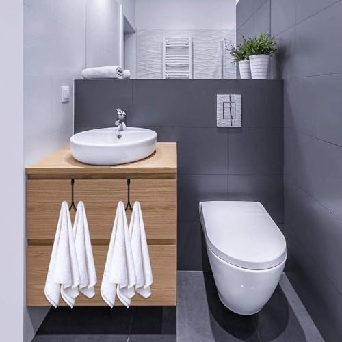 Alternative view of kapı askısı door hook, 2 adet çift kancalı siyah metal organizatör, banyo ve yatak odası için ağır hizmet tipi askı aparatı, havlu bornoz ceket için çizilmez süngerli kapı arkası askısı