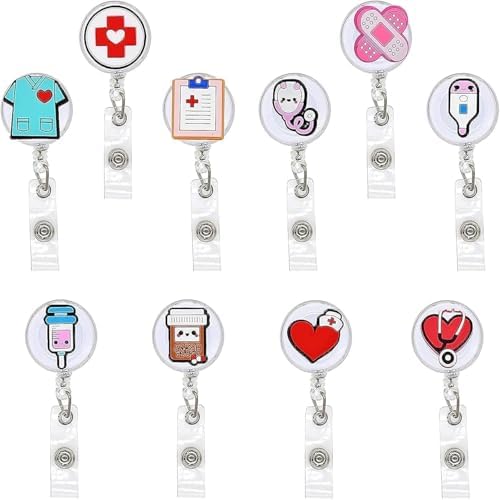 Rozet Makarası Tutucu, 10'lu Paket Pratik Geri Çekmeli Kimlik Klibi, Dayanıklı Nylon Kordonlu Profesyonel Ofis Aksesuarı, Hastane ve Okul Kullanımı İçin
