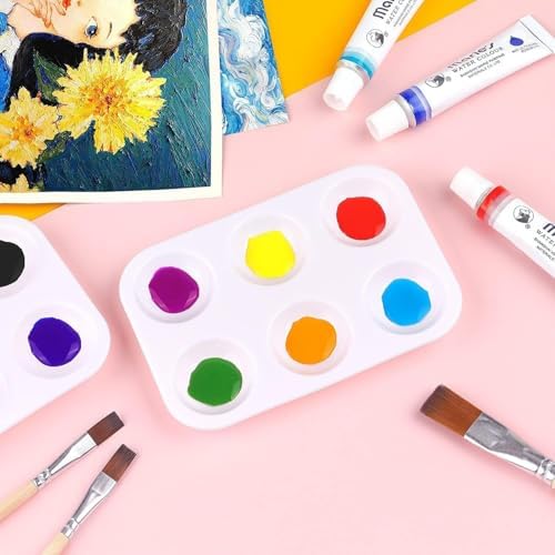 Plastik boya tepsisi paletleri, 20 adet beyaz boya paleti, kolay temizlenebilir ve saklanabilir suluboya partisi malzemeleri, boyama partileri için, DIY el sanatları ve resim çalışmaları