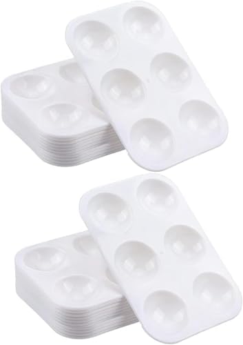 Alternative view of Plastik boya tepsisi paletleri, 20 adet beyaz boya paleti, kolay temizlenebilir ve saklanabilir suluboya partisi malzemeleri, boyama partileri için, DIY el sanatları ve resim çalışmaları