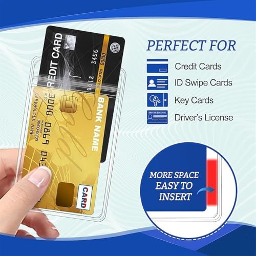 Alternative view of kart koruyucu card protector, 50 adet dikey şeffaf PVC kimlik tutucu, su geçirmez kilitli fermuarlı yaka kartı kabı, okul ve ofis için dayanıklı plastik kılıfı koruması düzenleyici