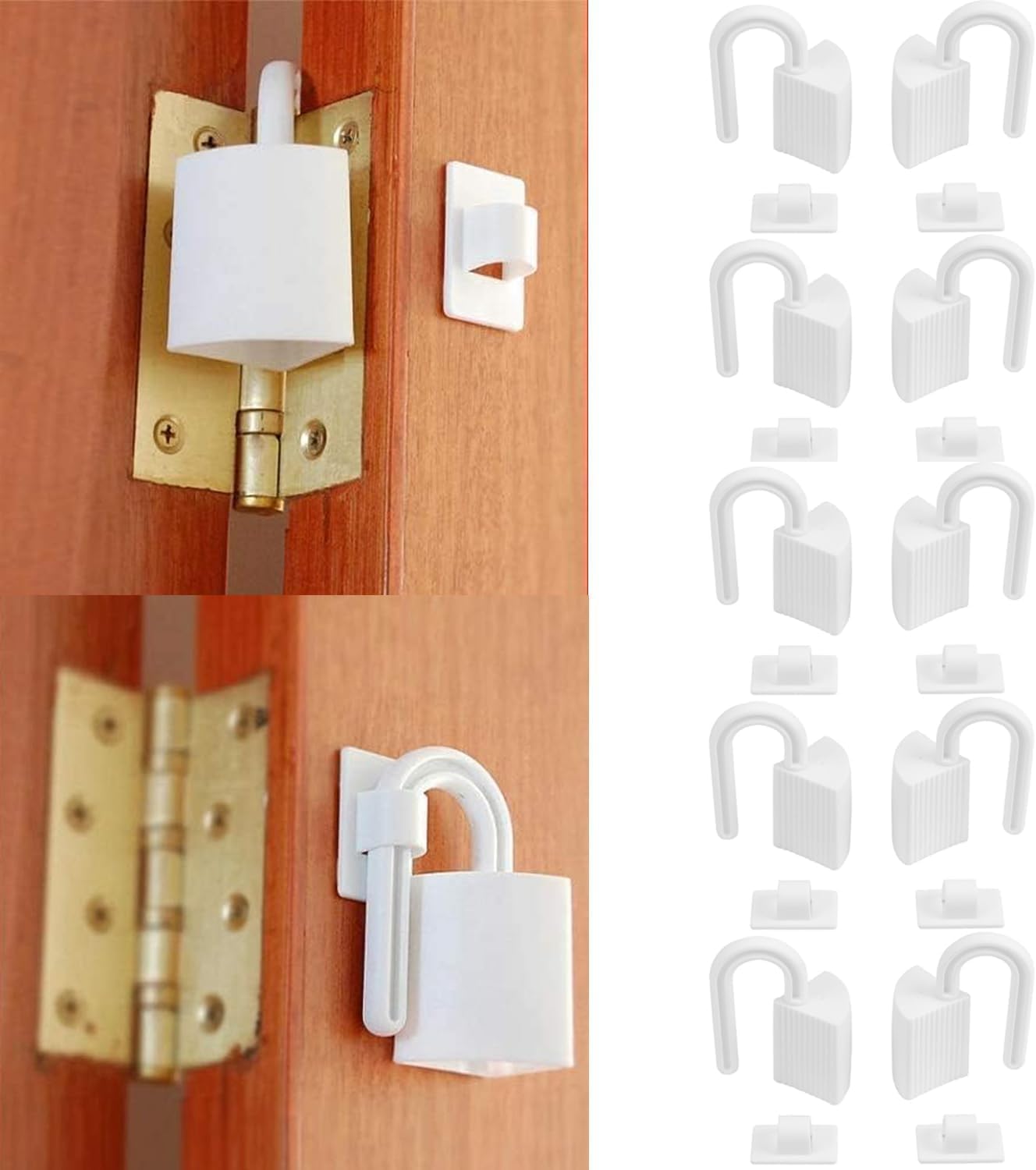 Alternative view of Parmak koruyucu, 10 adet kendinden yapışkanlı kapı güvenlik aparatı, çocuklar için baby safety products, menteşe koruyucu ile parmak sıkışmasını önleyen, dayanıklı ABS malzemeden üretilmiş