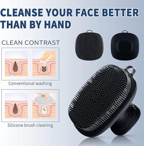 Alternative view of Silikon yüz temizleme fırçası, Su geçirmez Manuel Temizleme Fırçası, Cilt Bakımı ve Peeling İçin, Kadın ve Erkekler İçin Nazik Silikon Yüz Fırçası (Siyah)