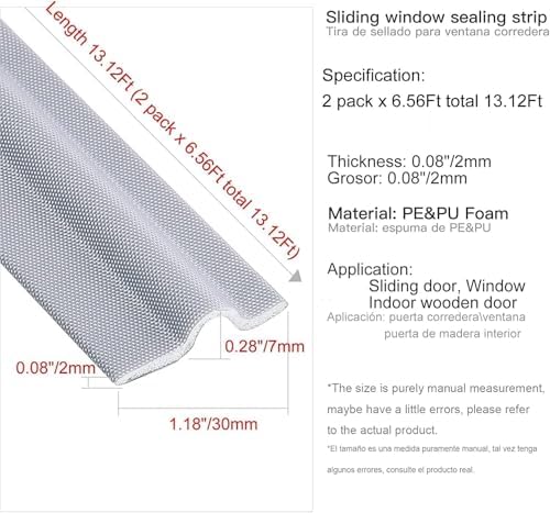Pencere Contası, Premium Ses ve Isı Yalıtım Bandı, 4 Metre Uzunluk, Kapı ve Pencere Kenarları İçin, Rüzgar ve Toz Geçirmez, Kolay Uygulanabilir