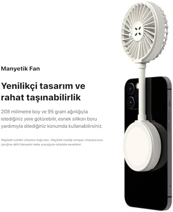 Alternative view of Smart Manyetik Fan Taşınabilir Vantilatör USB Type-C Şarj Edilebilir Ultra Sessiz 3 Hız Kademeli Soğutucu MagSafe Uyumlu Telefon Fanı (Beyaz) X6104