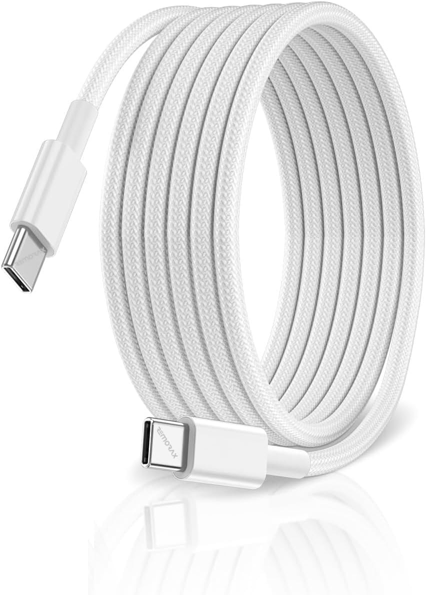 Type C-C, ÖRGÜLÜ, GÜÇLENDİRİLMİŞ BOYUN, 1 Metre 60Watt PD Hızlı Şarj & Data Kablosu, 15/16 ve İçin (100 CM)