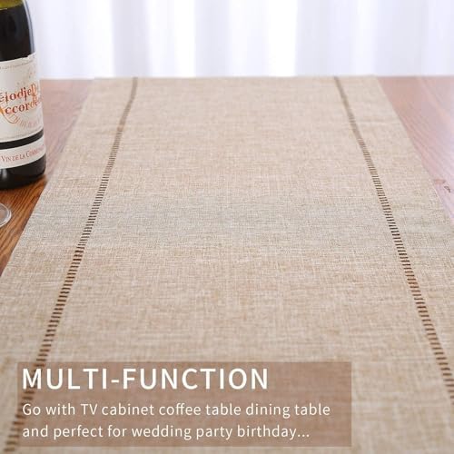 Alternative view of Masa Örtüsü, 32x180cm Dekoratif Masa Örtüsü Çiftlik Evi Stili, Günlük Polyester Masa Örtüsü, Rustik Çiftlik Evi Masa Örtüleri, Günlük Yemek, Düğün Partisi, Ev Dekorasyonu için (Bej)