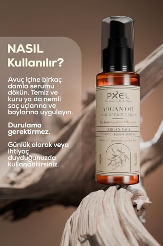 Alternative view of PXEL Saç Onarıcı Serum 75 ML – Argan Yağı, Hindistan Cevizi Yağı ve E Vitamini İçerikli | Yıpranmış, Mat ve Kabaran Saçlar İçin Parlaklık ve Yumuşaklık Sağlayan Onarıcı Vegan Saç Serumu