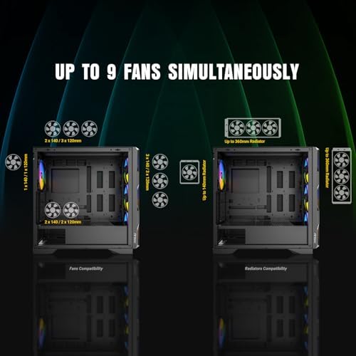 Alternative view of Antec AX1000 ARGB, 4 x 140mm ARGB PWM Fan Dahil, Mesh Ön Panel, USB-C 3.2, Temperli Cam Yan Panel, 360mm Radyatör Desteği, Siyah Orta Kule ATX Oyuncu Kasası