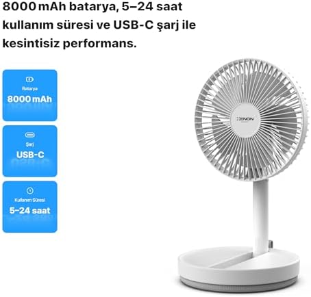 Smart Katlanabilir Vantilatör Doğal Rüzgar Şarj Edilebilir Bataryalı 4 Hız Kademeli Ultra Sessiz Taşınabilir Ayaklı Fan X6103