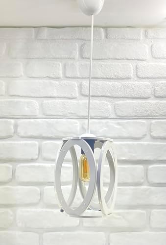 Alternative view of Endüstriyel Beyaz Metal Oval Model Tekli Sarkıt Salon Hol Mutfak Avize Modelleri