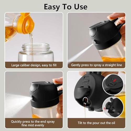 Alternative view of 2 Adet Çift Fonksiyonlu Akıtmaz Cam Yağdanlık Sprey Akıtma Ayçiçek Yağı Zeytin Yağı Şişesi Yağlık 450ml
